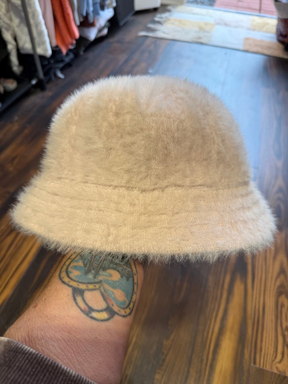 Urban Outfitters Fuzzy Soft Bucket Hat Pale Pink